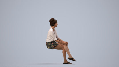 realistic 3D woman casual mix, scanned archviz people for Blender and 3ds Max, side view render