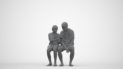 realistic 3D boy kids, scanned archviz people for Blender and 3ds Max, three-quarter front view render