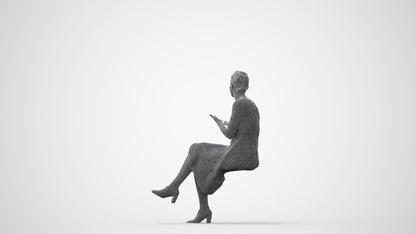 photogrammetry 3D woman business sitting, realistic human model archviz FBX, square thumbnail