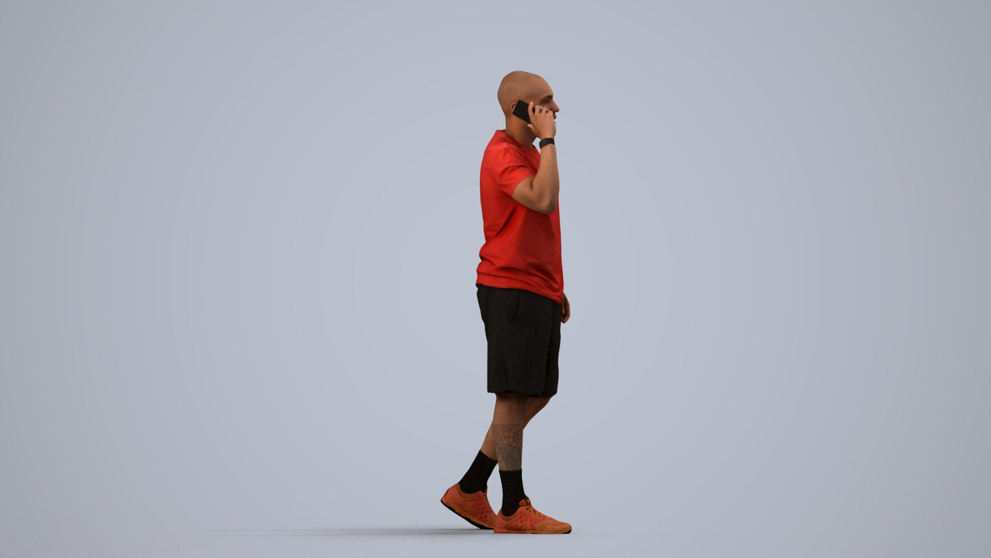 scanned 3D man sport, photogrammetry people for Enscape and V-Ray, side view render