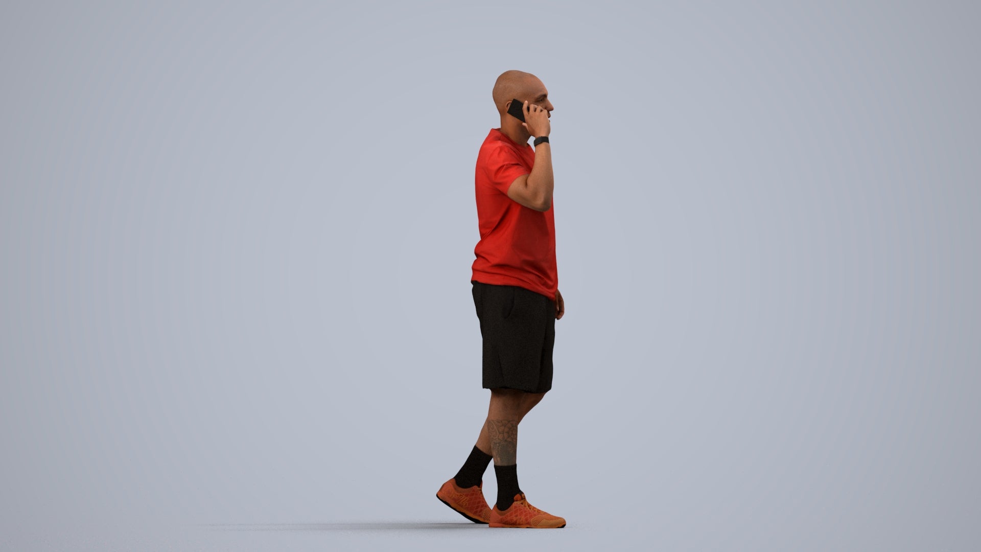 scanned 3D man sport, photogrammetry people for Enscape and V-Ray, side view render