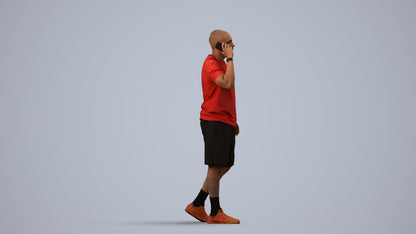 scanned 3D man sport, photogrammetry people for Enscape and V-Ray, side view render
