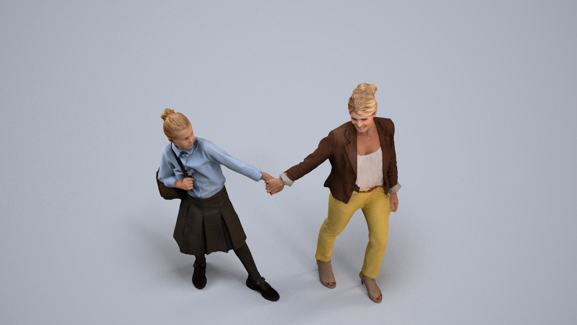 realistic 3D people girl kids, render-ready for V-Ray and Corona, FBX OBJ, back view render