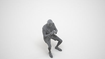 3D scanned man business, photorealistic archviz people for Enscape and SketchUp, wireframe three-quarter view