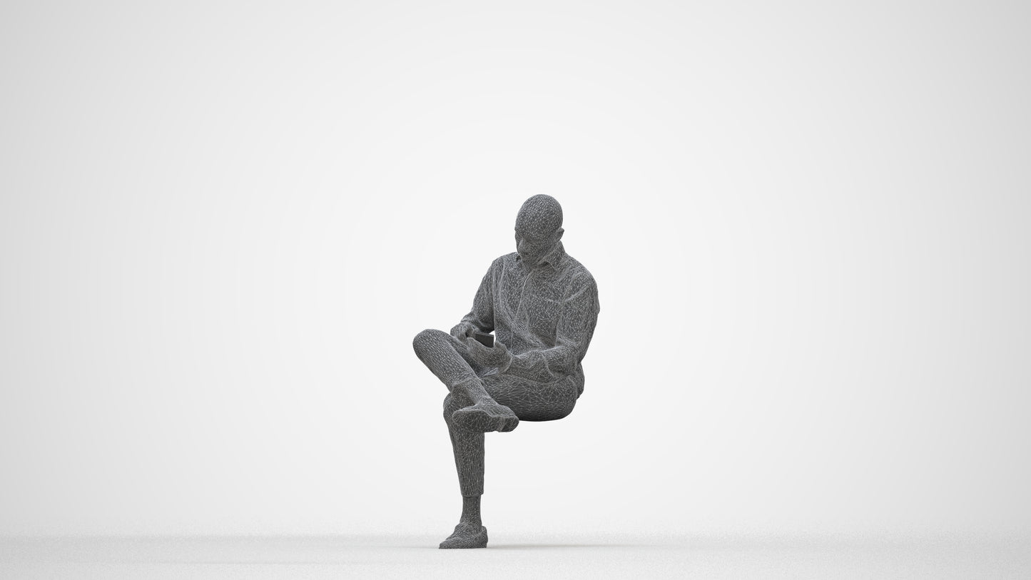 photogrammetry 3D man business kids, realistic human model archviz FBX, wireframe back view