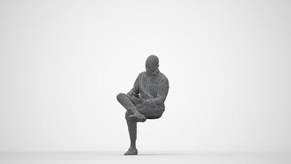 photogrammetry 3D man business kids, realistic human model archviz FBX, wireframe back view