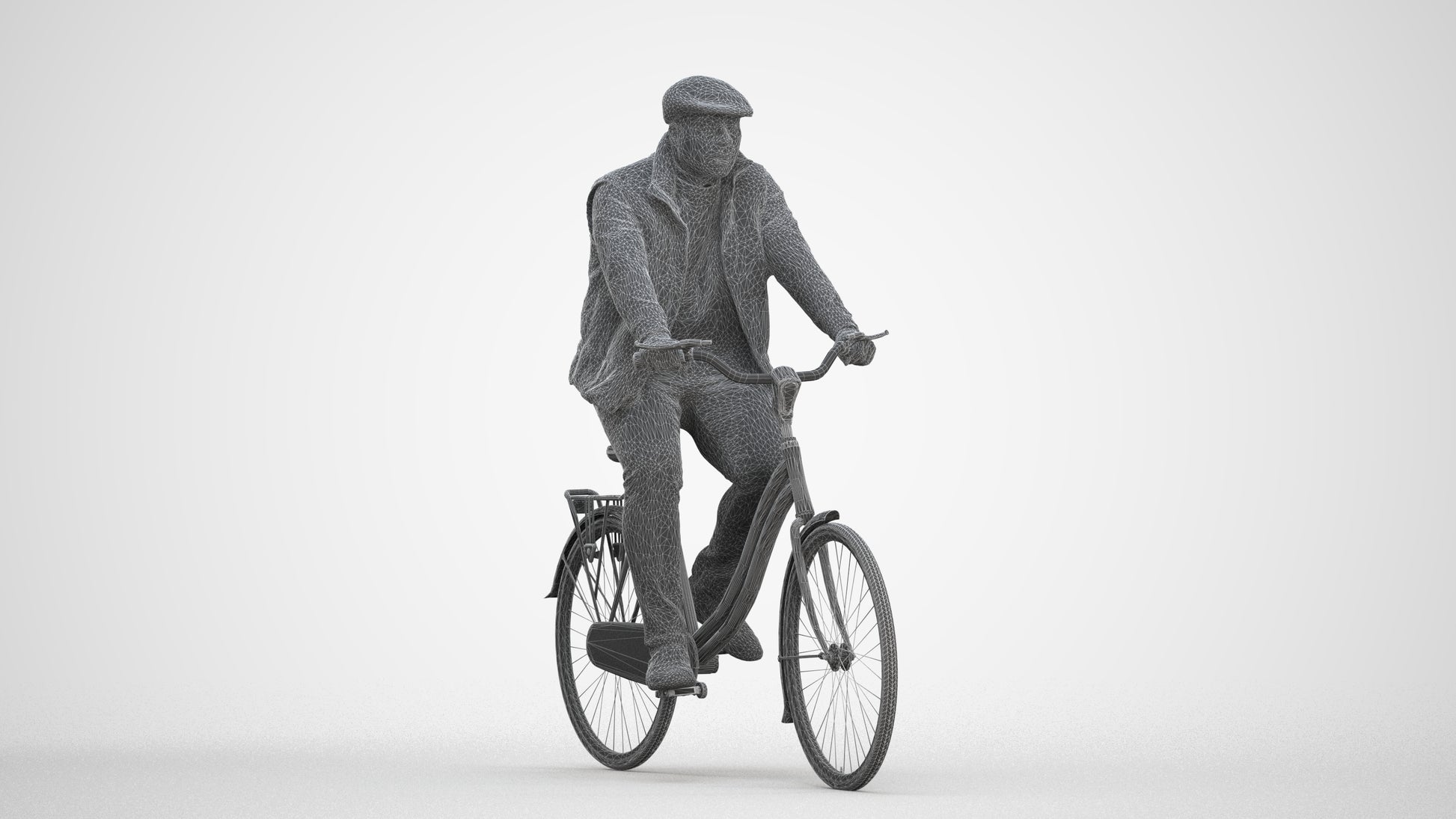 3D people model man casual cycling, scanned human for 3ds Max rendering, three-quarter front view render