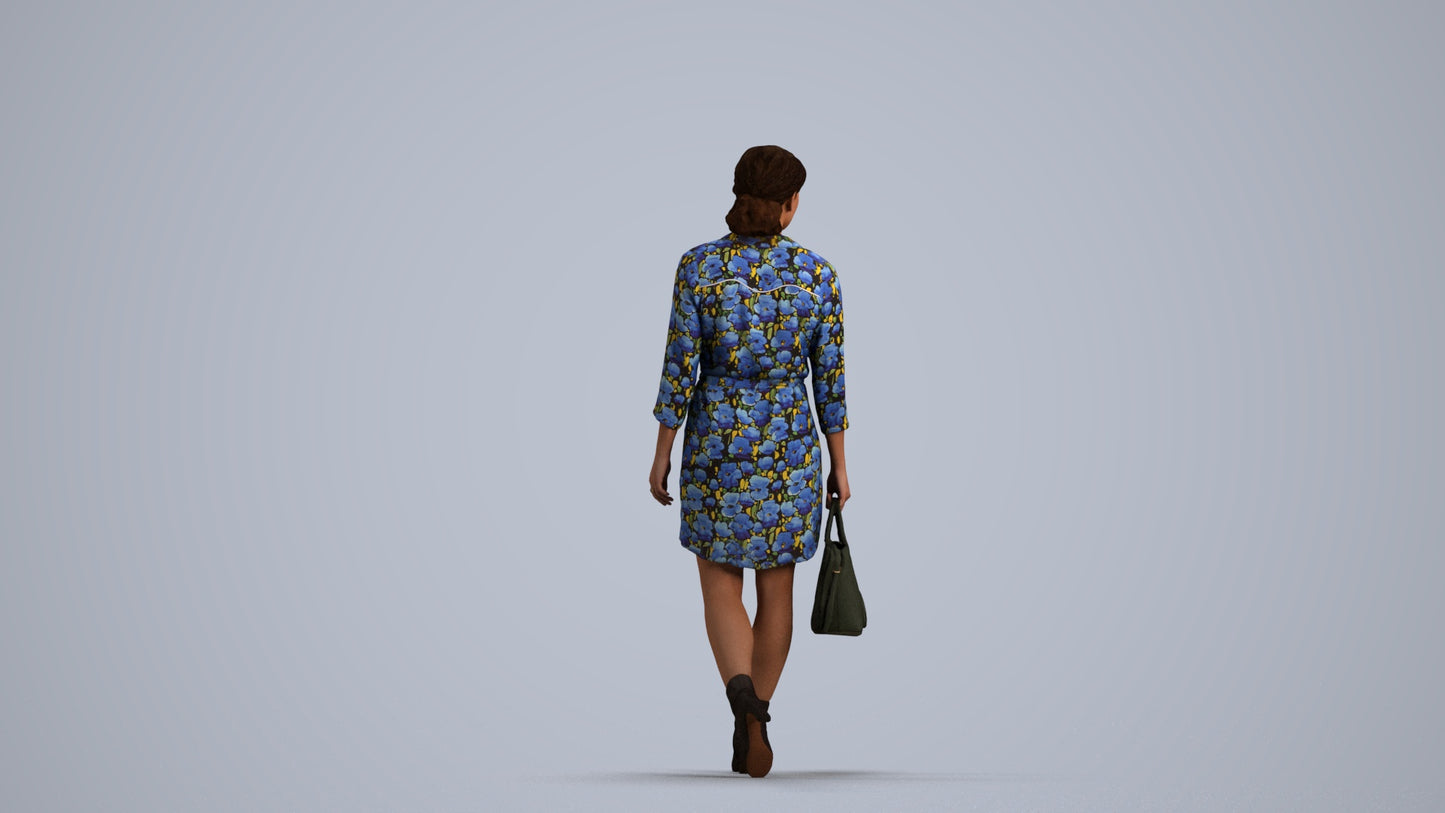 realistic 3D people woman casual standing, render-ready for V-Ray and Corona, FBX OBJ, front view render