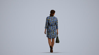 realistic 3D people woman casual standing, render-ready for V-Ray and Corona, FBX OBJ, front view render