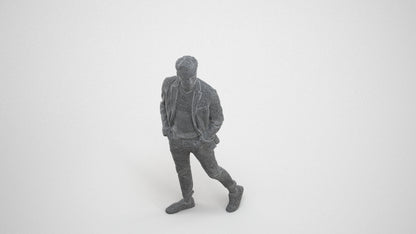 3D scanned man walking business, photorealistic archviz people for Enscape and SketchUp, wireframe three-quarter view