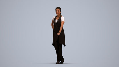 3D people model woman hospitality, scanned human for 3ds Max rendering, standing pose render