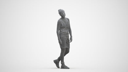 realistic 3D human woman sport, archviz people FBX OBJ for Blender, three-quarter front view render