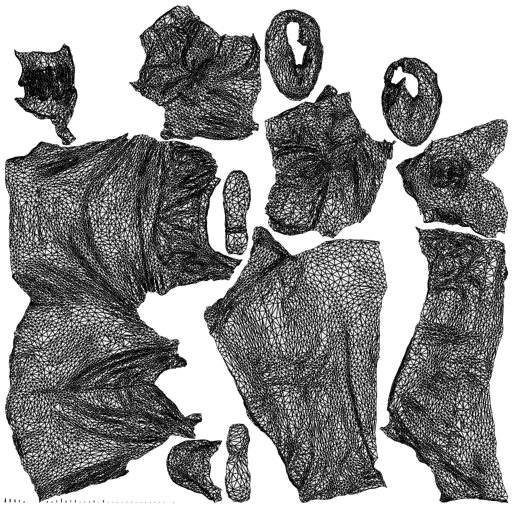 3D human model senior man casual sitting, photogrammetry scanned person for archviz, wireframe top-down view