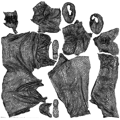 3D human model senior man casual sitting, photogrammetry scanned person for archviz, wireframe top-down view