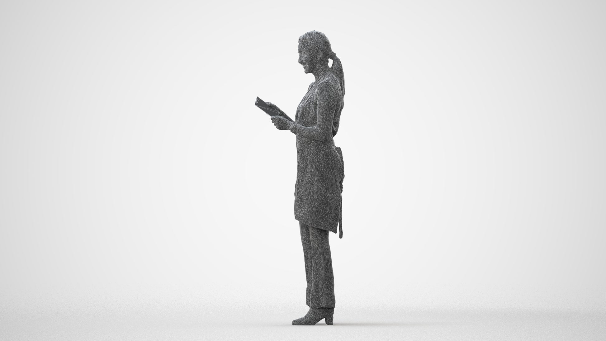realistic 3D woman hospitality, scanned archviz people for Blender and 3ds Max, square thumbnail