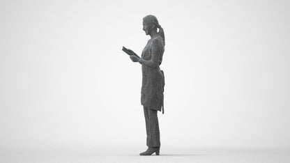 realistic 3D woman hospitality, scanned archviz people for Blender and 3ds Max, square thumbnail