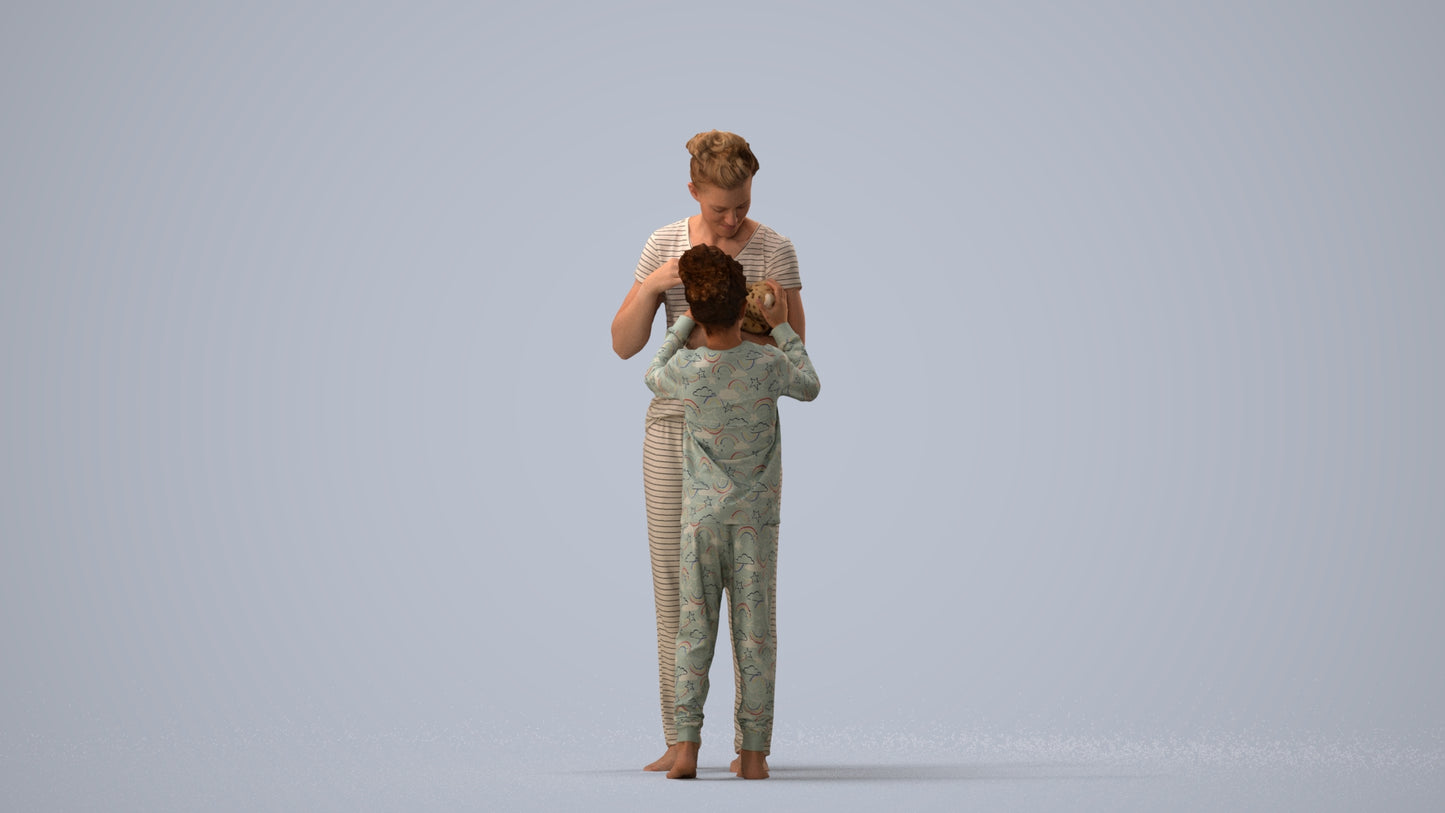 photogrammetry 3D girl mix, realistic human model archviz FBX, three-quarter view render