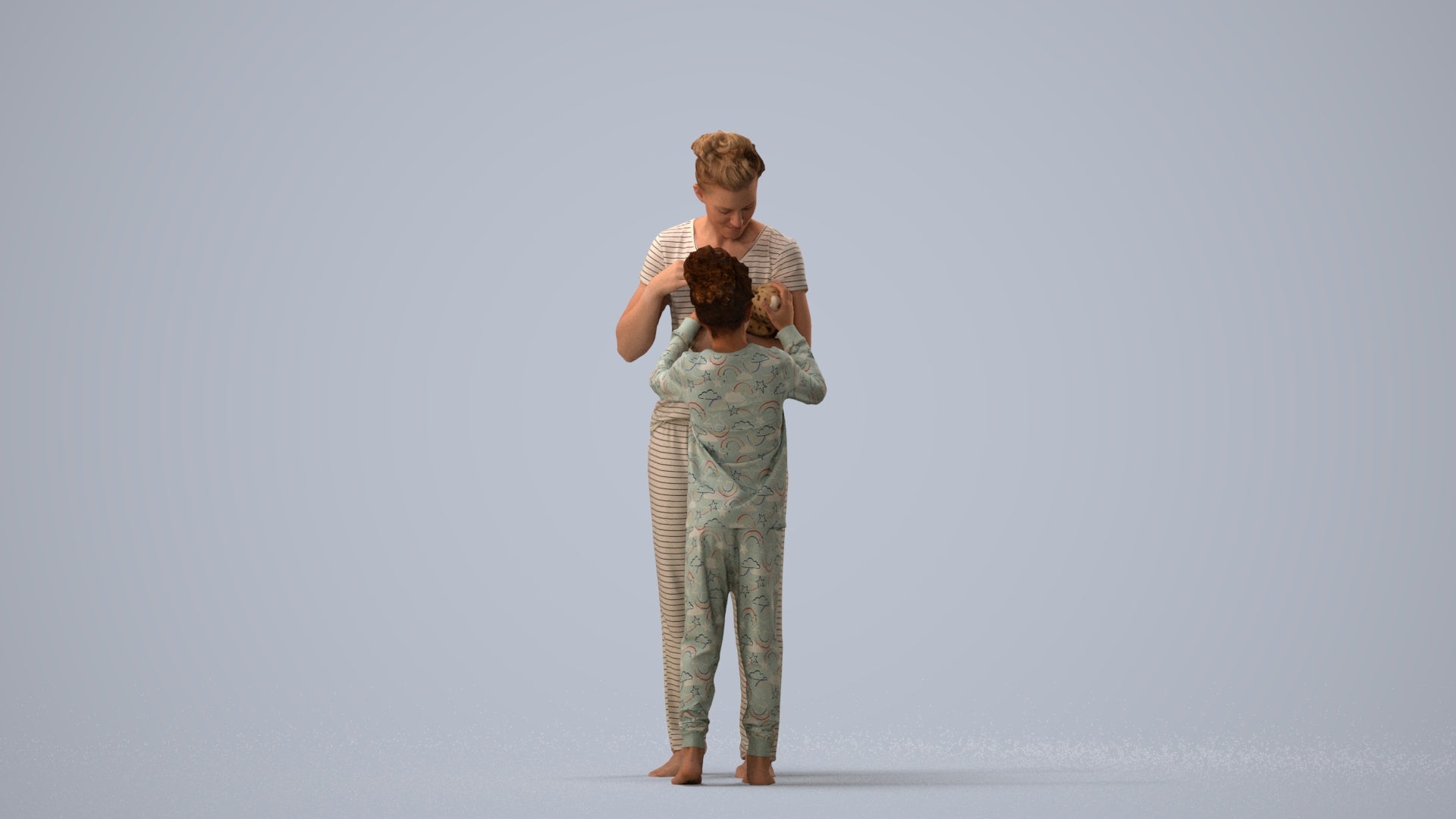 photogrammetry 3D girl mix, realistic human model archviz FBX, three-quarter view render