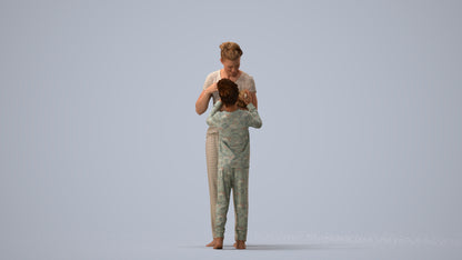 photogrammetry 3D girl mix, realistic human model archviz FBX, three-quarter view render