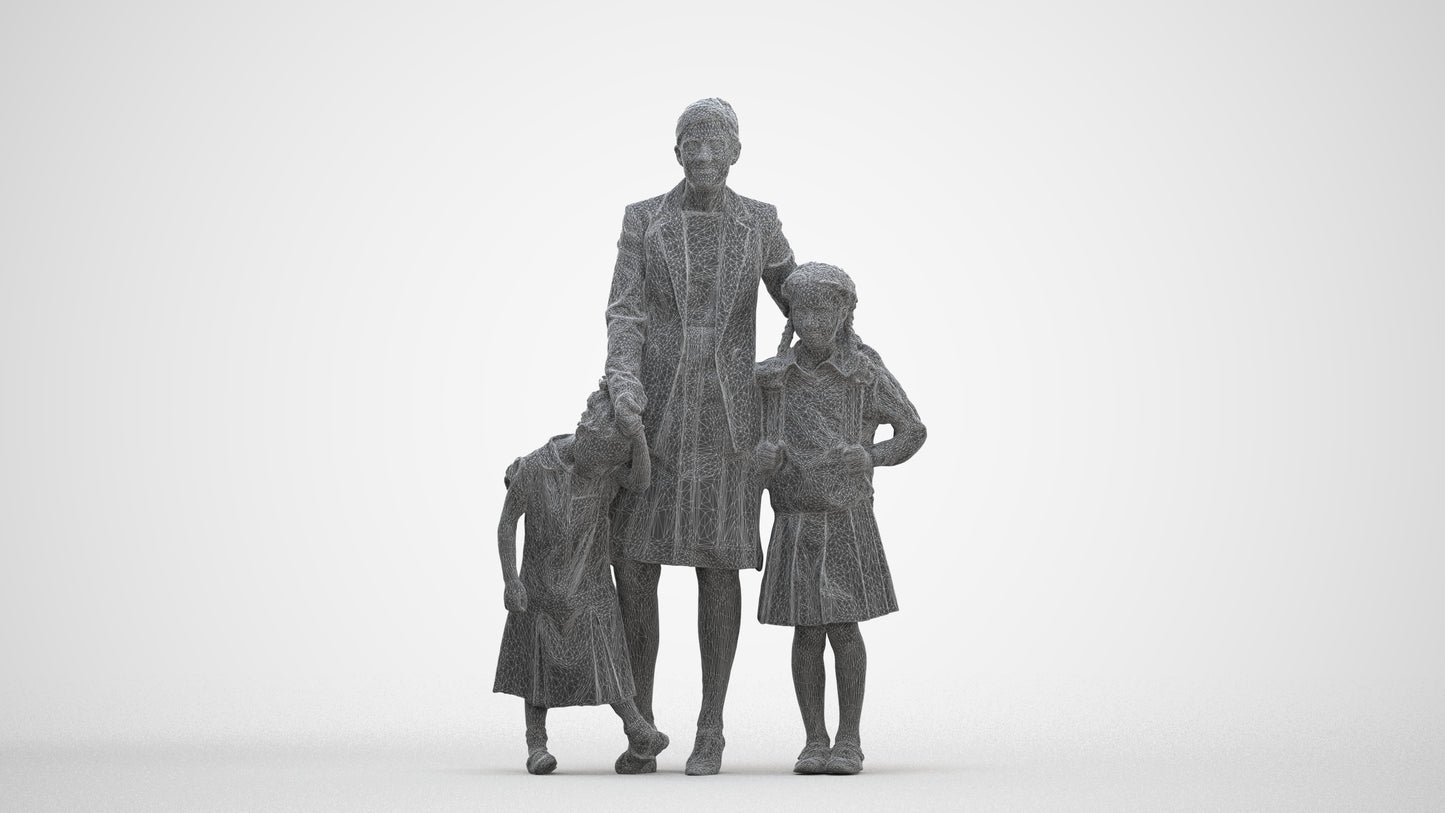 photogrammetry 3D girl kids, realistic human model archviz FBX, three-quarter front view render
