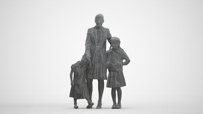 photogrammetry 3D girl kids, realistic human model archviz FBX, three-quarter front view render