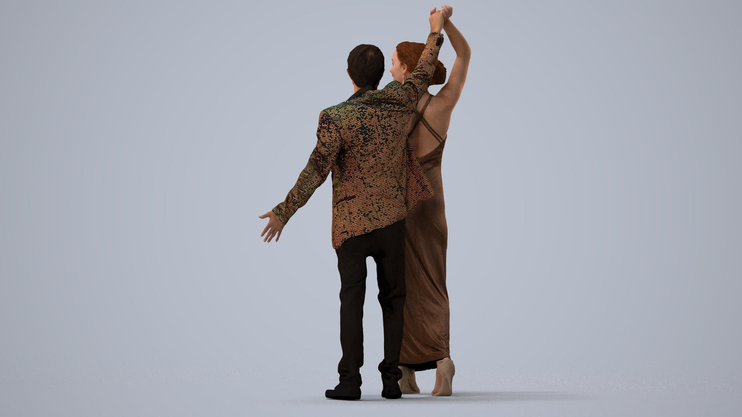 scanned 3D woman formal dancing, photogrammetry people for Enscape and V-Ray, three-quarter view render