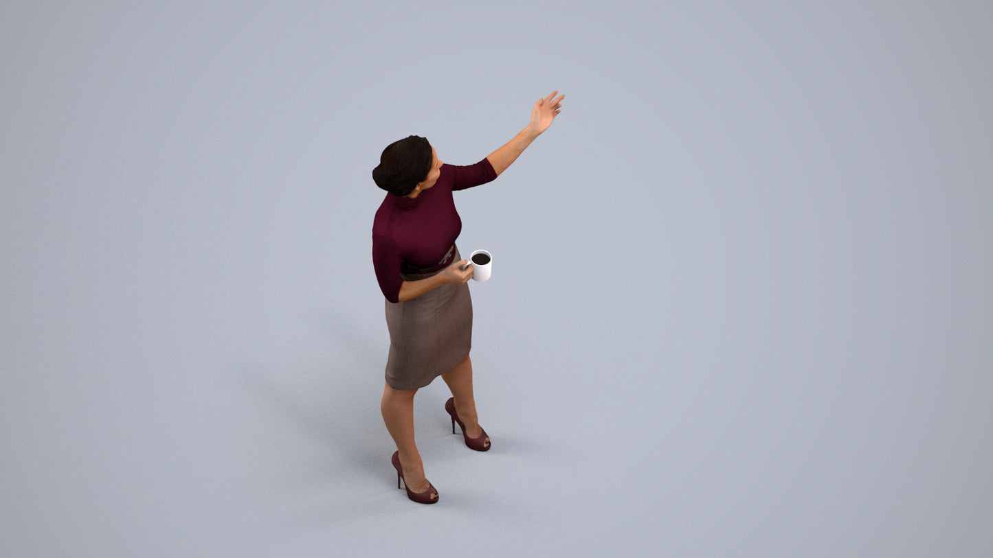 photogrammetry 3D woman business, realistic human model archviz FBX, back view render