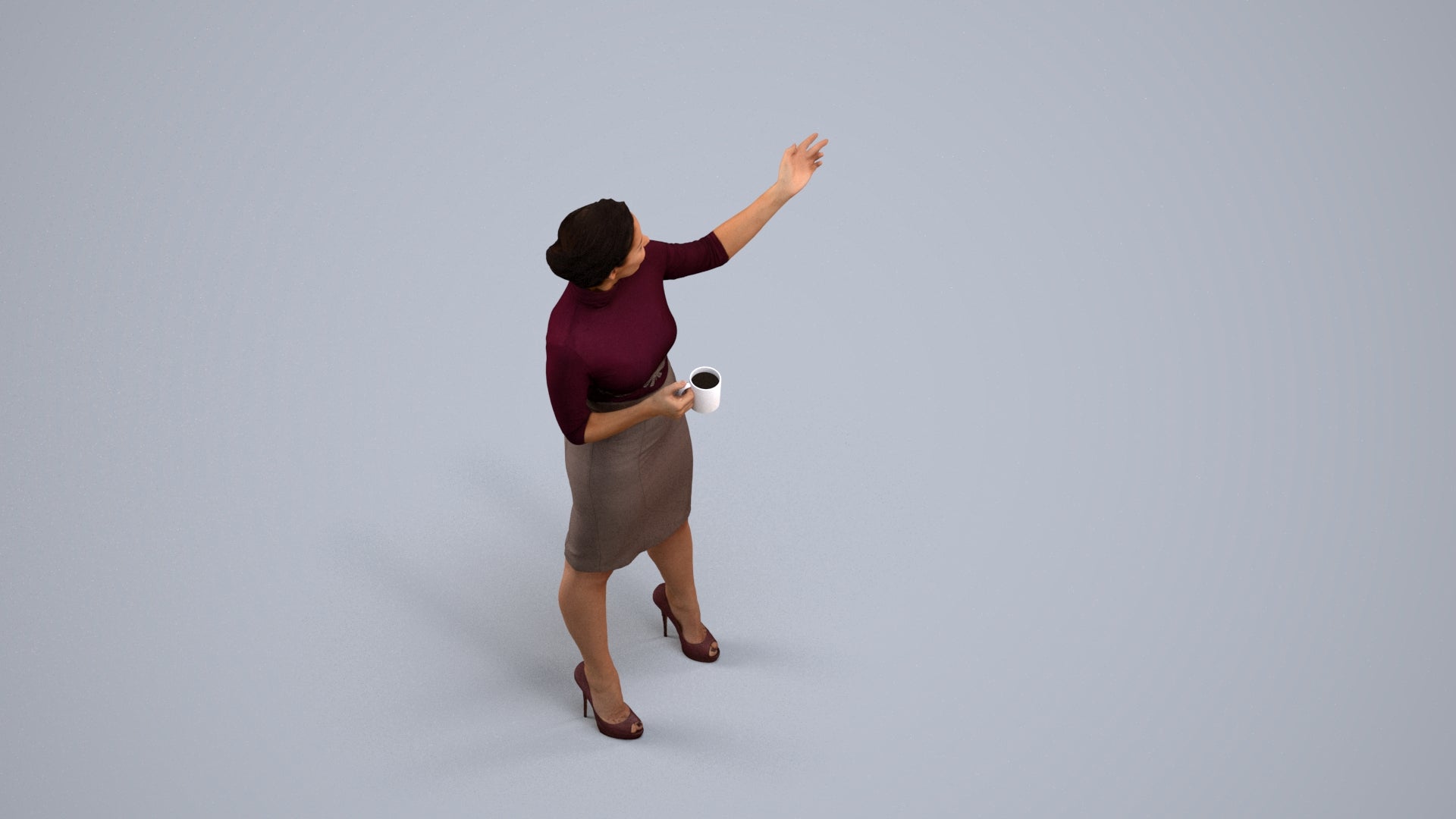 photogrammetry 3D woman business, realistic human model archviz FBX, back view render