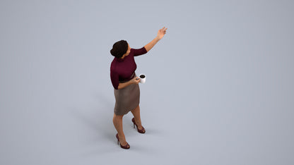 photogrammetry 3D woman business, realistic human model archviz FBX, back view render