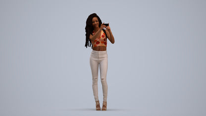 realistic 3D woman casual standing, scanned archviz people for Blender and 3ds Max, standing pose render