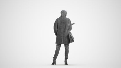 photogrammetry 3D woman business standing, realistic human model archviz FBX, wireframe front view