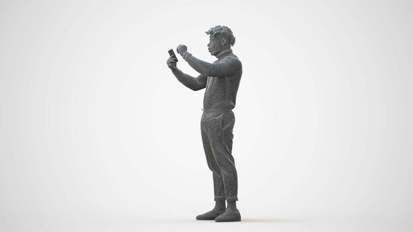 photogrammetry 3D man casual standing, realistic human model archviz FBX, square thumbnail