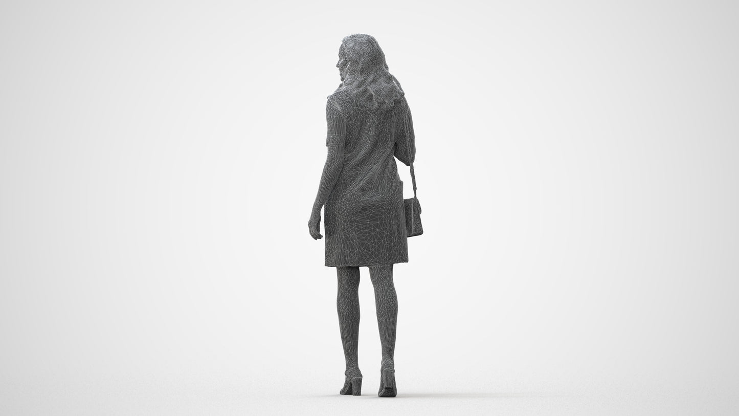 realistic 3D human woman casual walking, archviz people FBX OBJ for Blender, square thumbnail