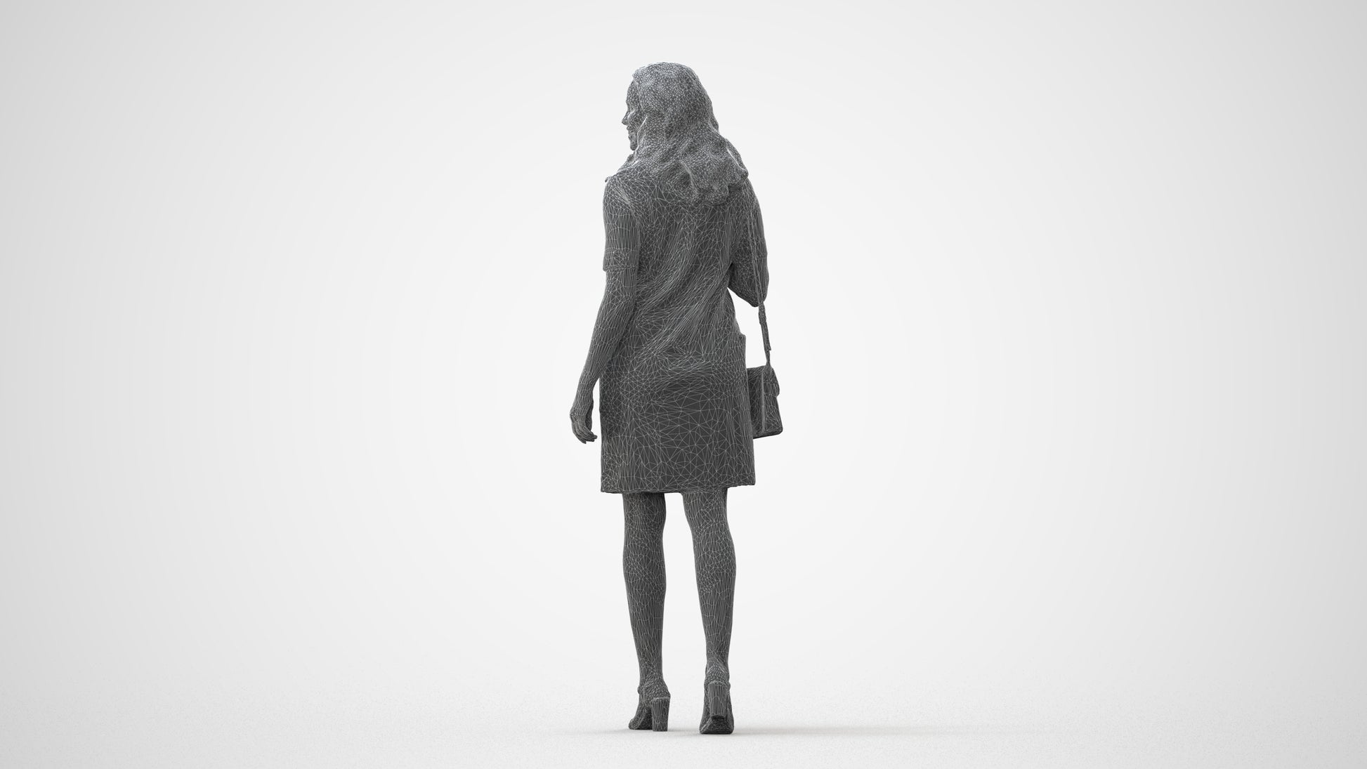 realistic 3D human woman casual walking, archviz people FBX OBJ for Blender, square thumbnail