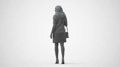 realistic 3D human woman casual walking, archviz people FBX OBJ for Blender, square thumbnail