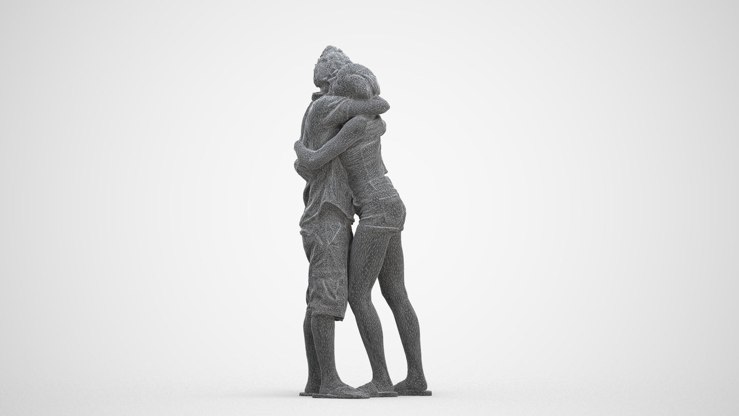 realistic 3D people woman couple, render-ready for V-Ray and Corona, FBX OBJ, three-quarter front view render