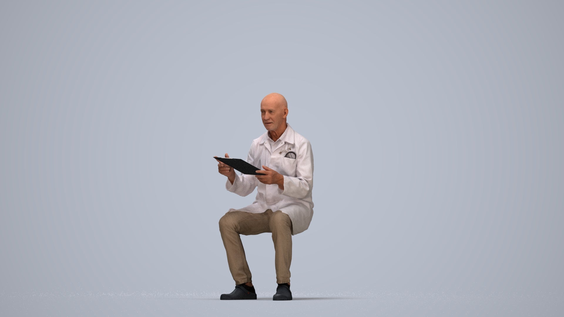 photogrammetry 3D senior man medical, realistic human model archviz FBX, top-down view render