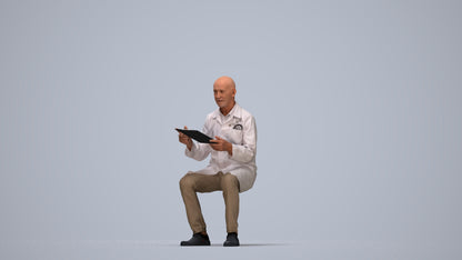 photogrammetry 3D senior man medical, realistic human model archviz FBX, top-down view render