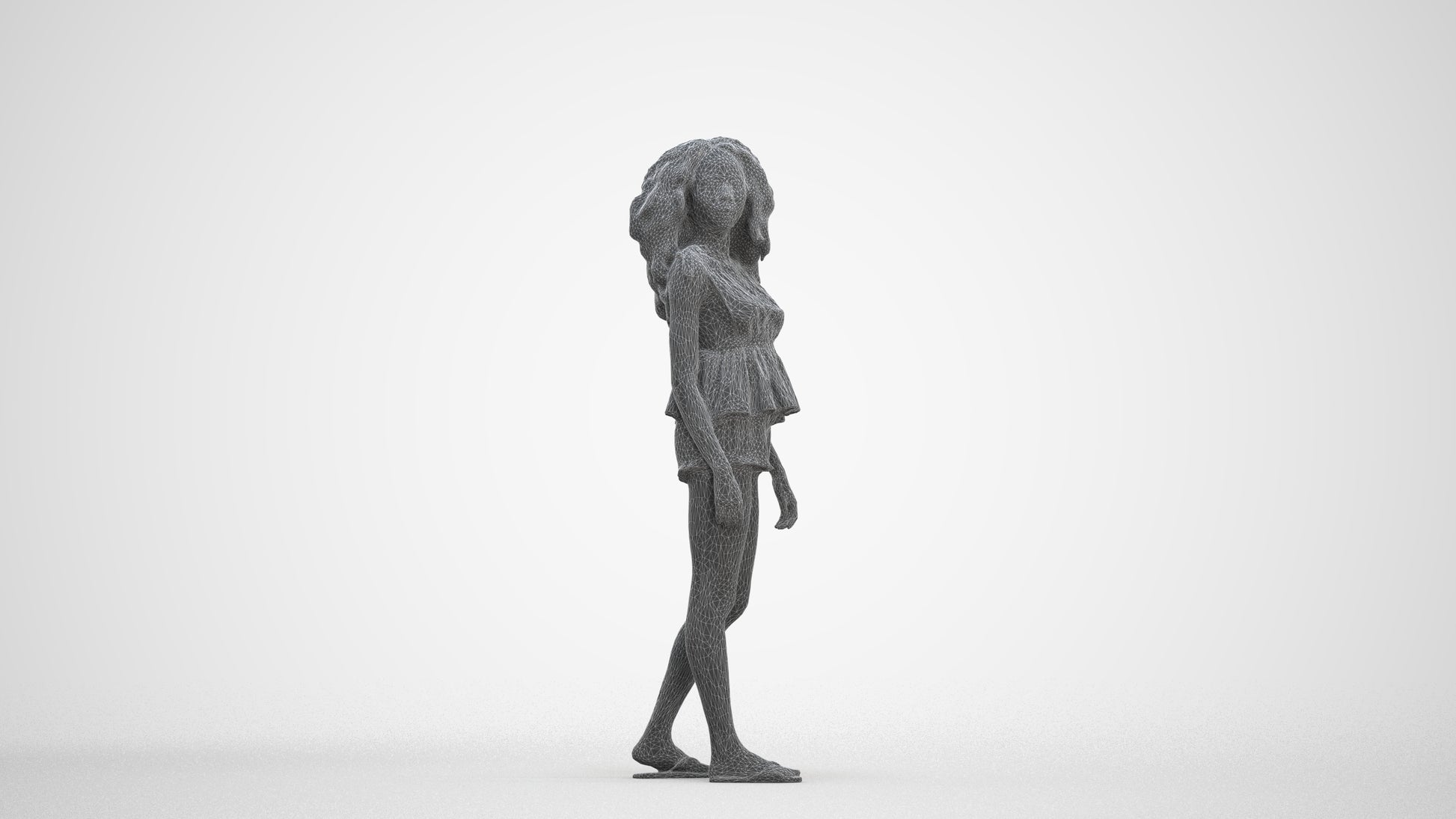 scanned 3D woman casual standing, photogrammetry people for Enscape and V-Ray, three-quarter front view render