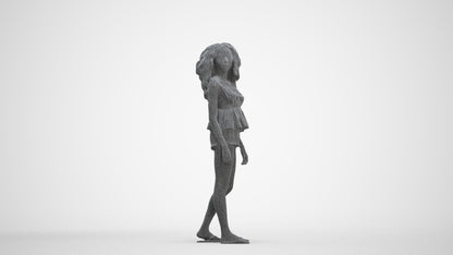 scanned 3D woman casual standing, photogrammetry people for Enscape and V-Ray, three-quarter front view render