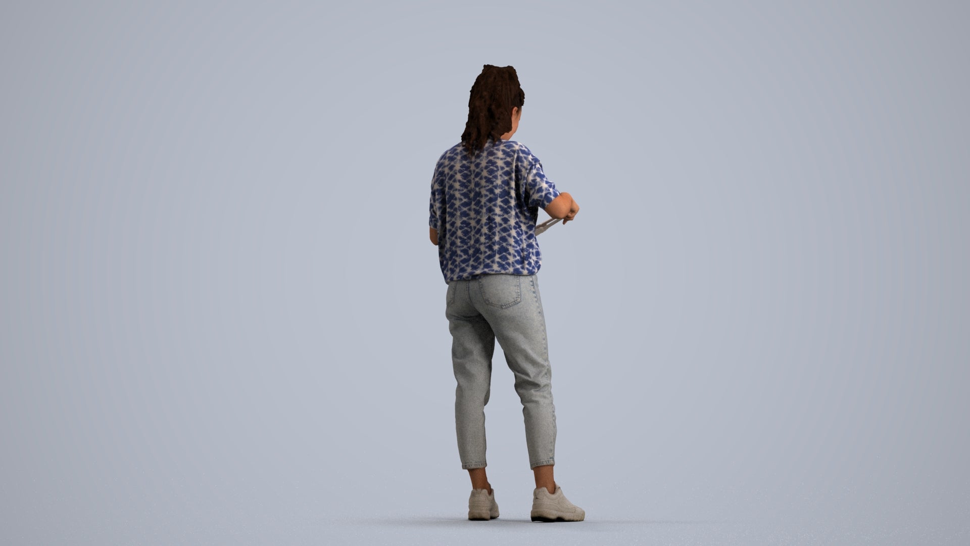 scanned 3D woman casual standing, photogrammetry people for Enscape and V-Ray, front view render