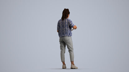 scanned 3D woman casual standing, photogrammetry people for Enscape and V-Ray, front view render