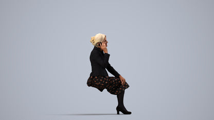 realistic 3D human senior woman business, archviz people FBX OBJ for Blender, side view render