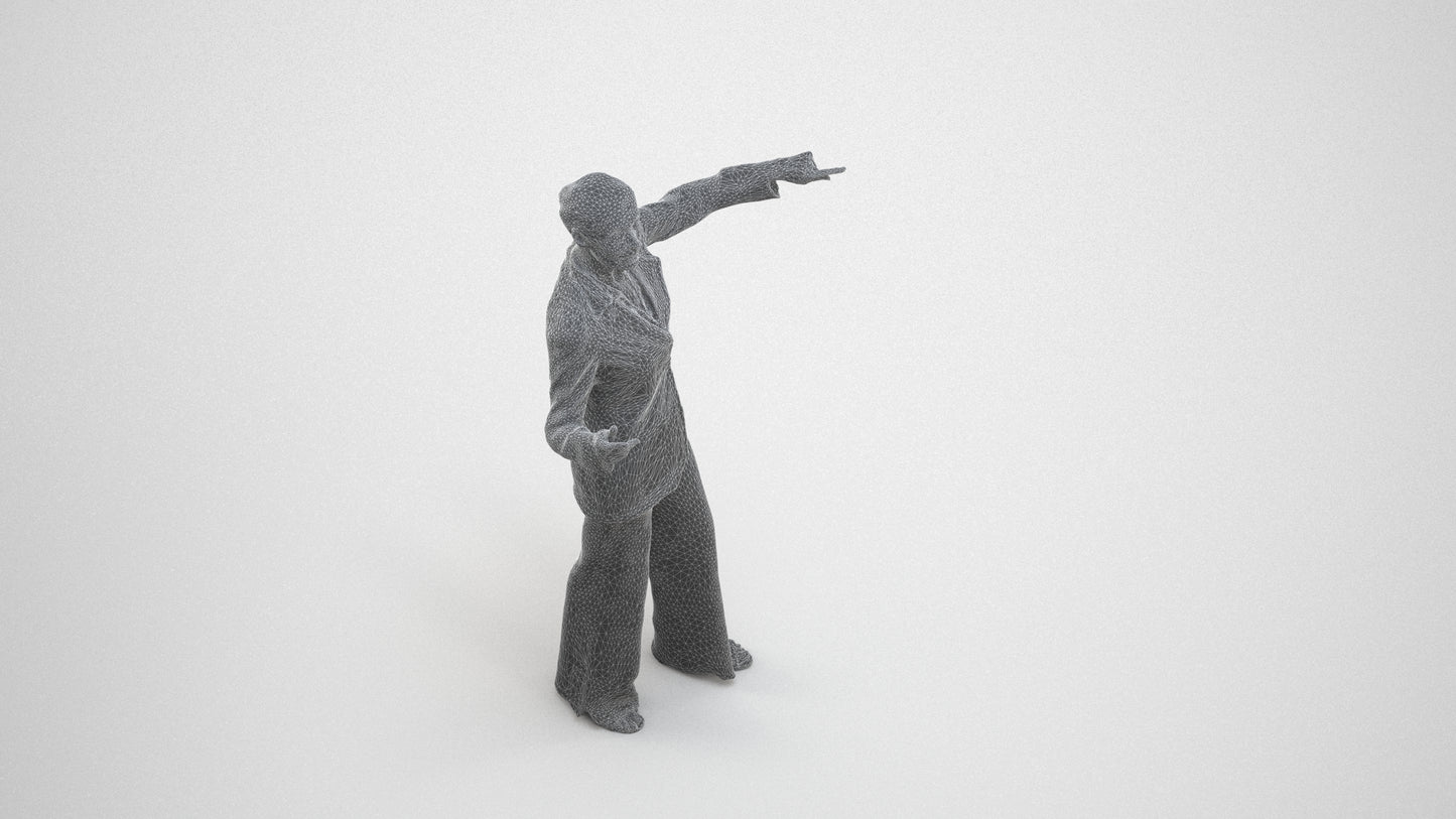 scanned 3D senior woman business, photogrammetry people for Enscape and V-Ray, wireframe three-quarter view