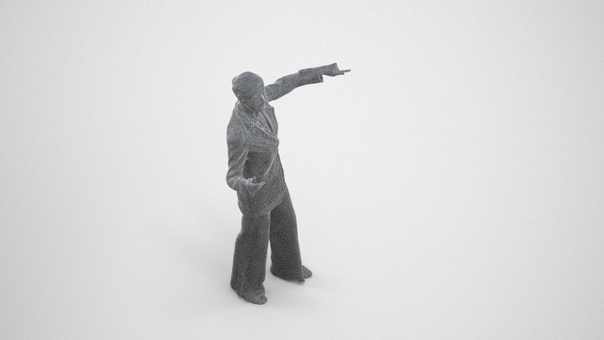 scanned 3D senior woman business, photogrammetry people for Enscape and V-Ray, wireframe three-quarter view