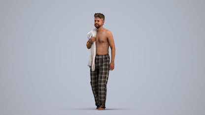3D human model person bathroom, photogrammetry scanned person for archviz, standing pose render