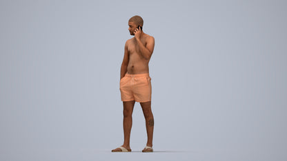 realistic 3D human man pool, archviz people FBX OBJ for Blender, top-down view render