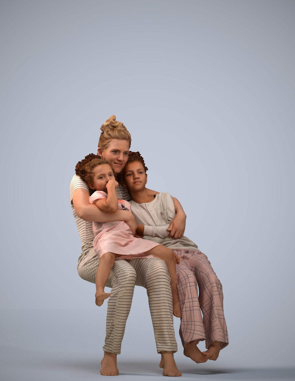 realistic 3D human girl kids, archviz people FBX OBJ for Blender