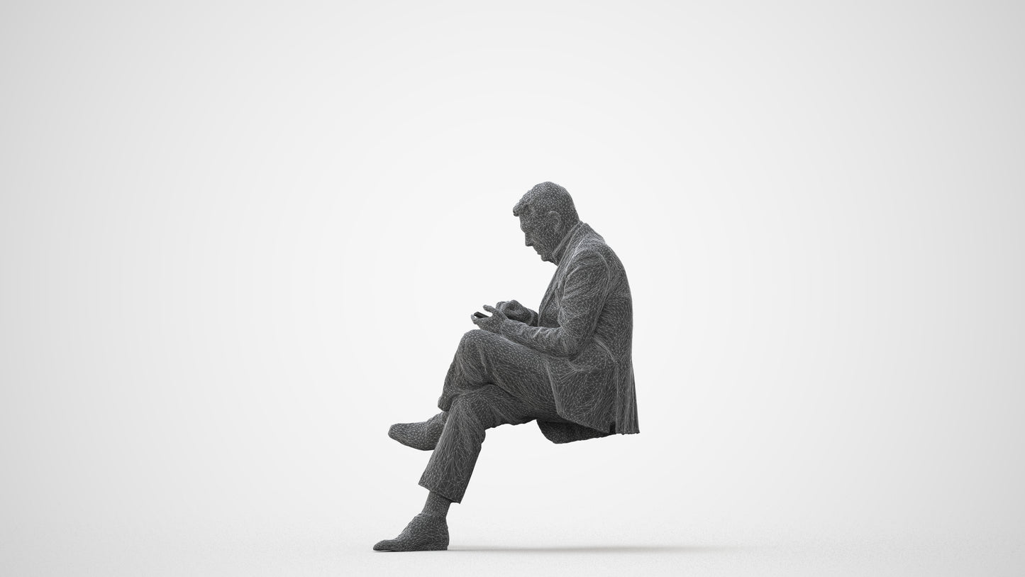 realistic 3D human senior man business, archviz people FBX OBJ for Blender, square thumbnail