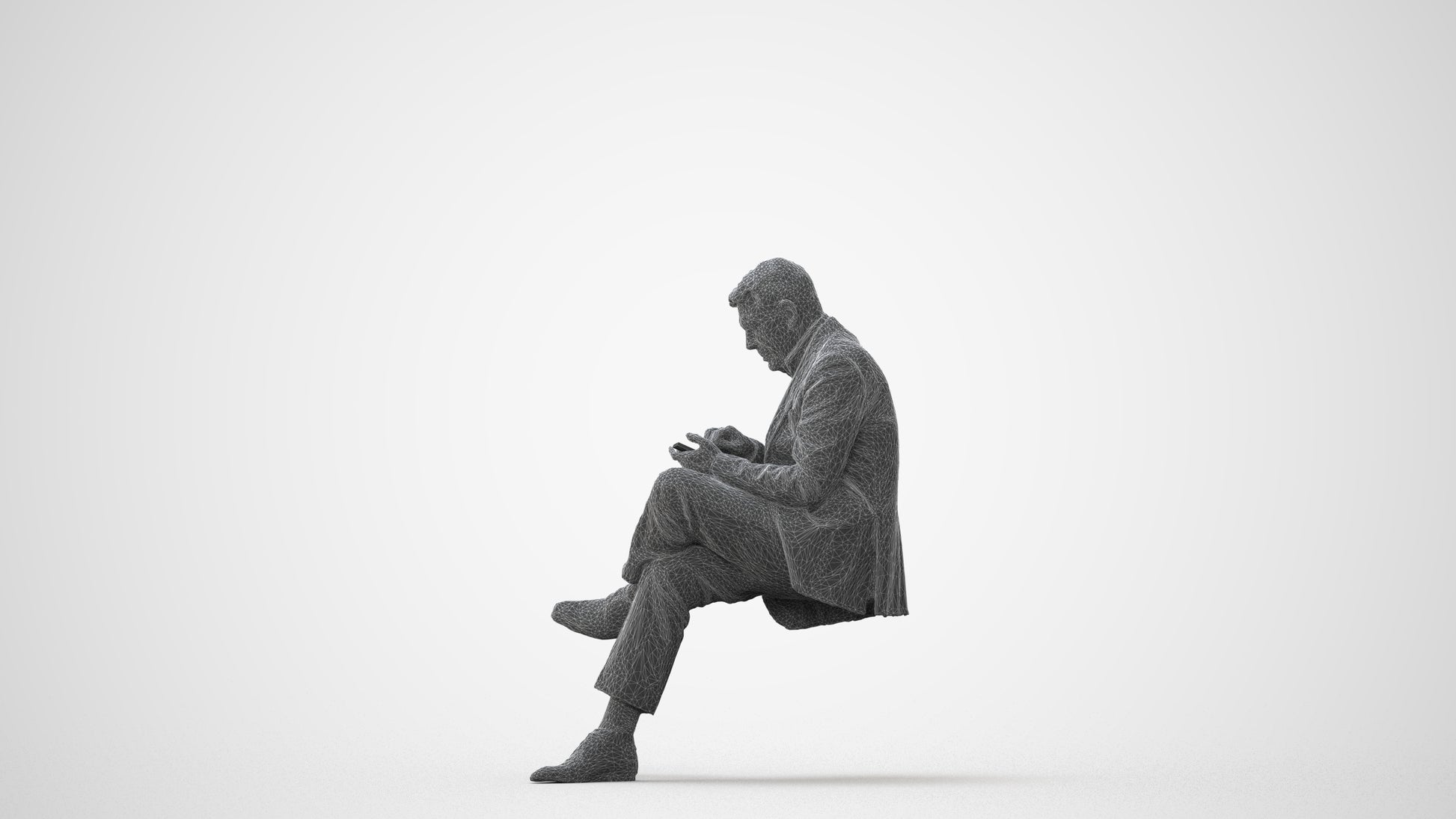 realistic 3D human senior man business, archviz people FBX OBJ for Blender, square thumbnail